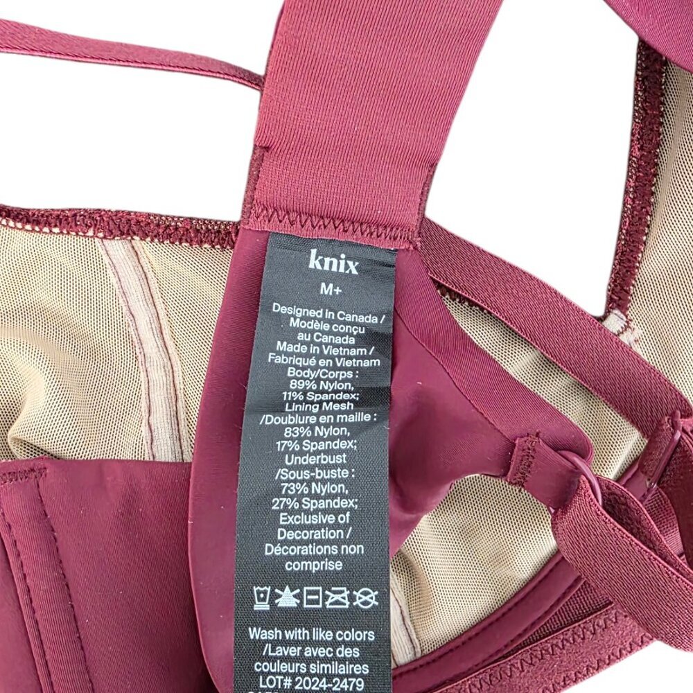 knix Burgundy Lace Wireless Bra - Picture 6 of 7
